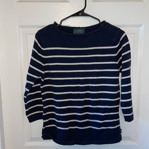 Lauren Ralph Lauren Navy Striped Sweater - Picture 2 of 4